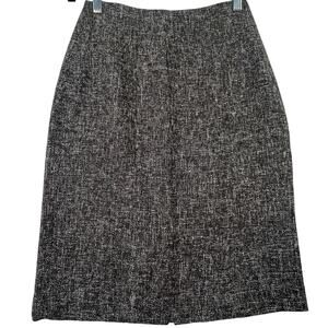 Banana Republic Petite Tweed Pencil Skirt Brown 2P Wool Blend Lined Quiet Luxury